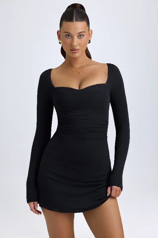 Mini dress with sequined details -Modal Layered A-Line Mini Dress in Black