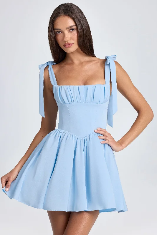 Mini dress with crochet detail -Draped Corset Mini Dress in Powder Blue