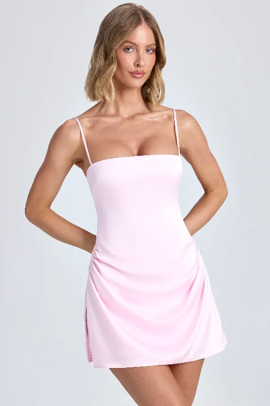 Mini dress for holiday party -Draped A-Line Mini Dress in Blush