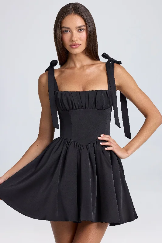 Mini dress with halter neck -Draped Corset Mini Dress in Black