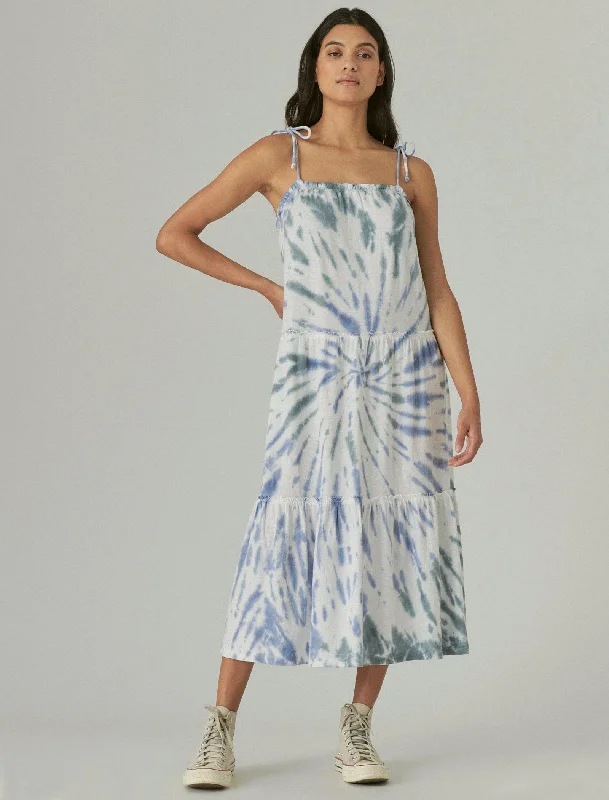 Maxi dress for upscale events -Lucky Brand Womens Tiered Cami Maxi Dress