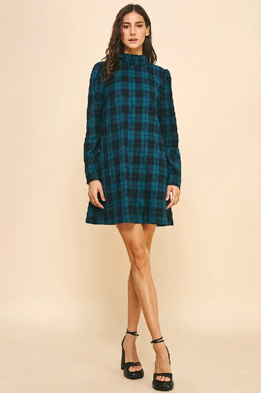 Mini dress for a romantic dinner -PLAID MINI DRESS