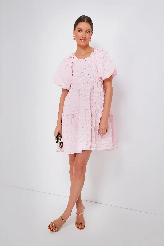 Mini dress with draped design -Pink Diamond Textured Isabella Mini Dress