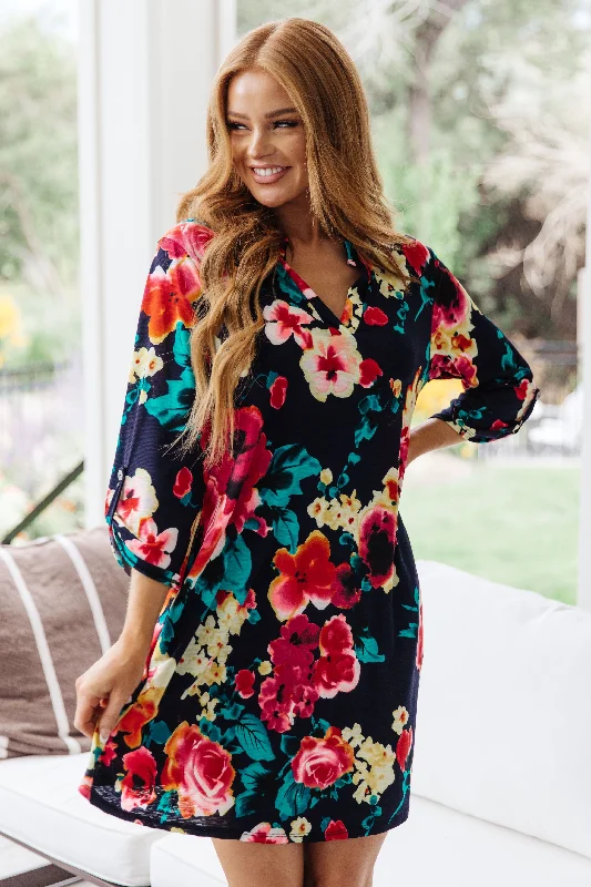 Mini dress with matching jacket -Moonlit Garden Floral Mini Dress