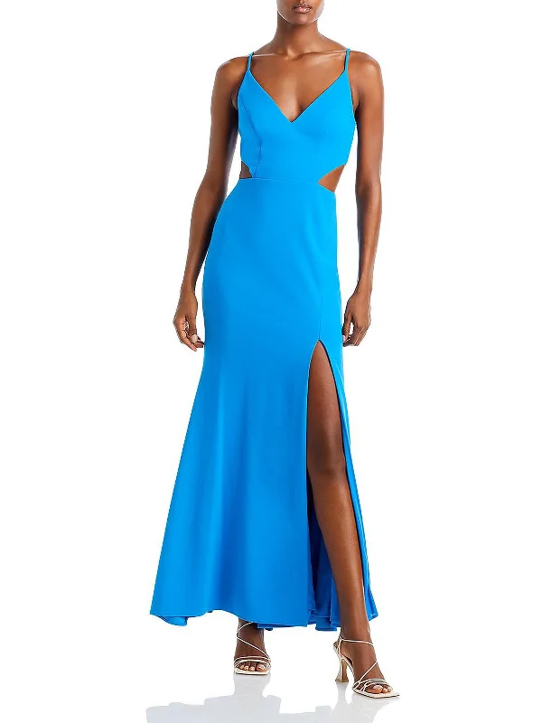 Maxi dress for formal event -Womens Side Slit Maxi Evening Dress