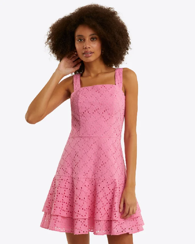 Mini dress for evening gala -Ashland Sleeveless Mini Dress in Eyelet