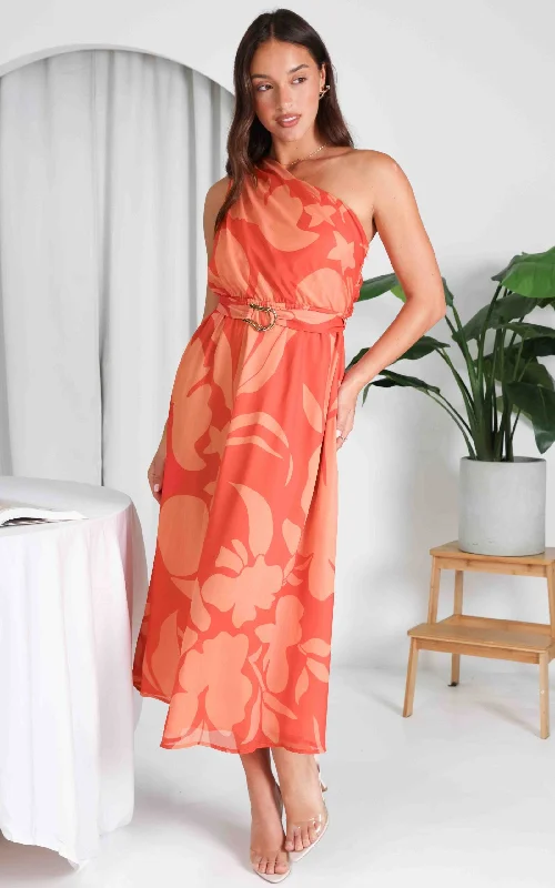 Black maxi dress -Bourke Maxi Dress - Coral Orange Floral