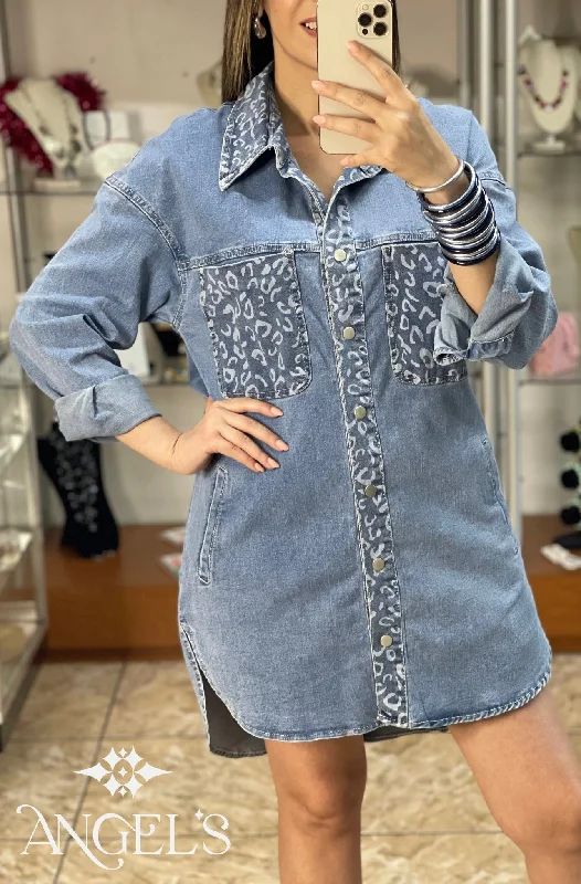 Casual mini dress -OS Denim Mini Dress