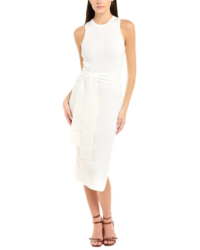 Midi dress for casual wear -Toccin Racer Front Tie Midi Dress