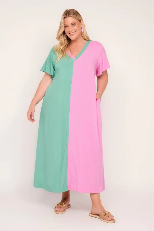 Maxi dress with embellished waist -Tamryn Dress in Duo Delight