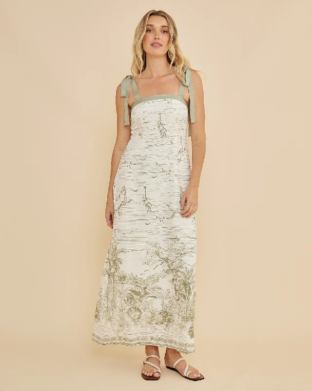 Maxi dress with sweetheart neckline -Eden Shoulder Tie Maxi Dress