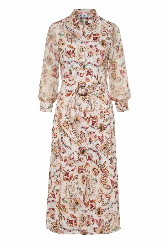 Midi dress with pleats -Paisley Print Kora Midi Shirtdress In Multi