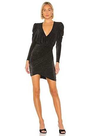 Mini dress with high waist -BLACK LUREX MINI DRESS