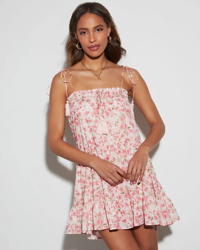 Mini dress with drop waist -Lucianna Floral Babydoll Mini Dress