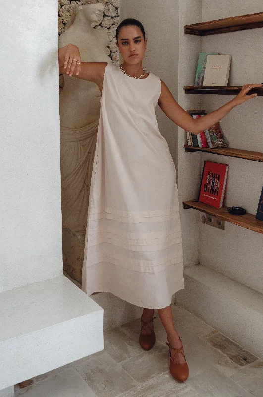 Maxi dress with pleats -Beloved Cara Slip on Cotton Maxi Dress