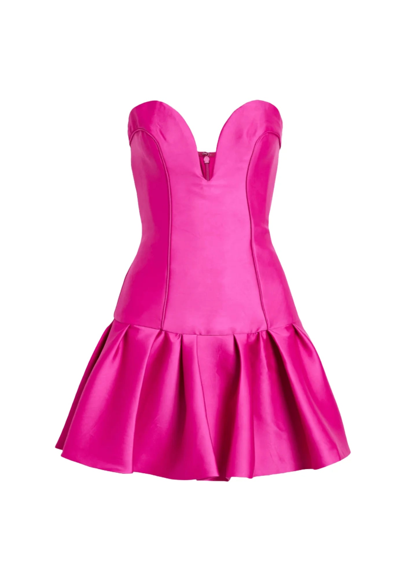 Mini dress with drop waist -PINK LUMO STRAPLESS MINI DRESS