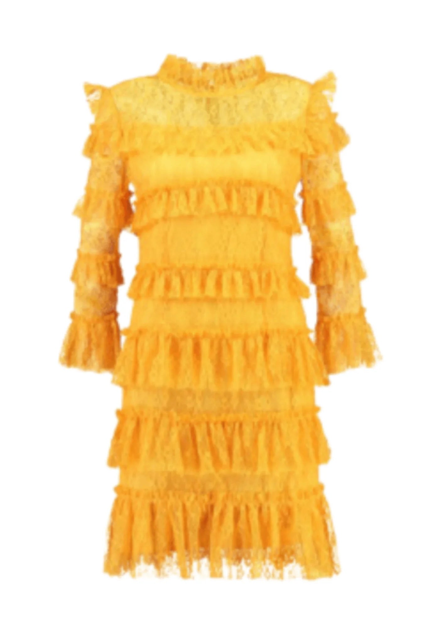 Mini dress with draped design -YELLOW MINI DRESS WITH RUFFLES