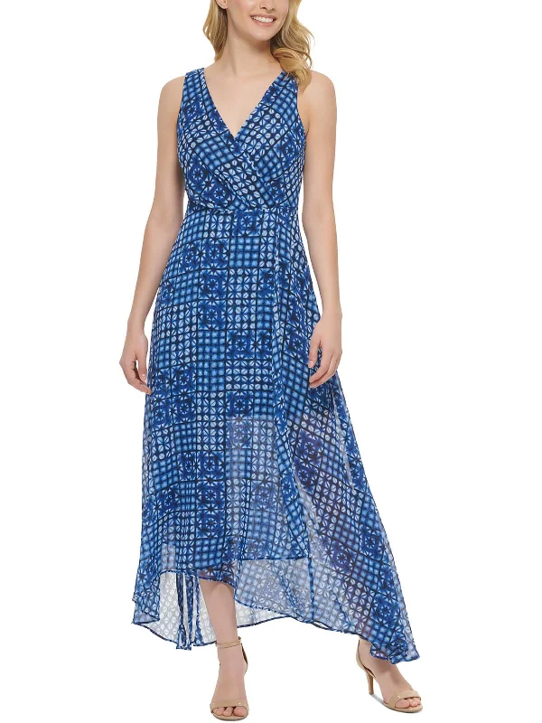 Maxi dress for summer wedding -Womens Printed Long Wrap Dress