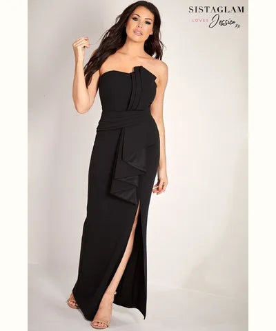 Maxi dress for bridesmaid -Black Bandeau Maxi Dress