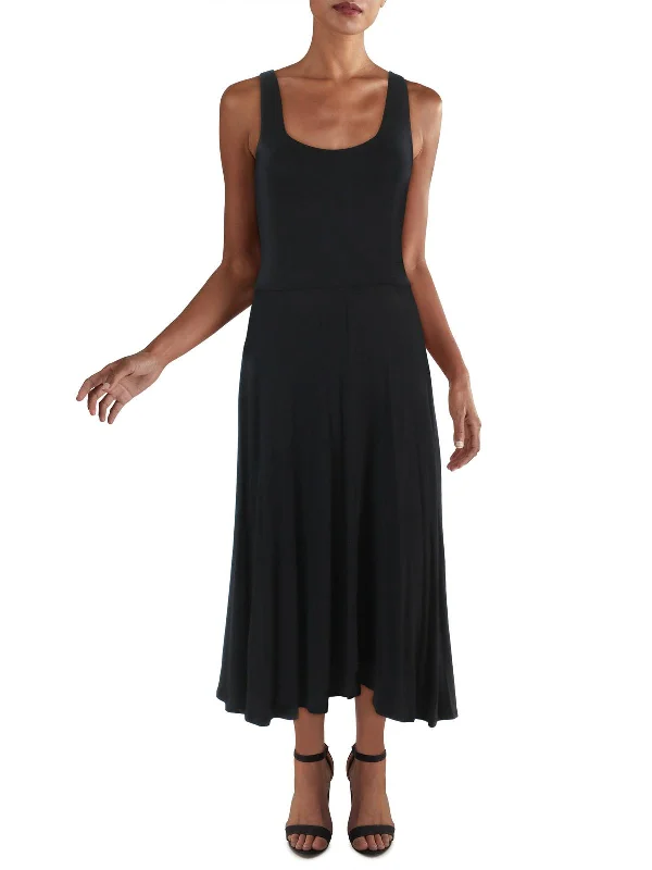 Maxi dress with pleated skirt -Womens Jersey Maxi Slip Dress