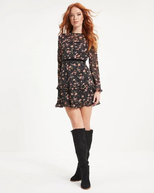 Mini dress with A-line shape -Genesis Floral Tiered Mini Dress