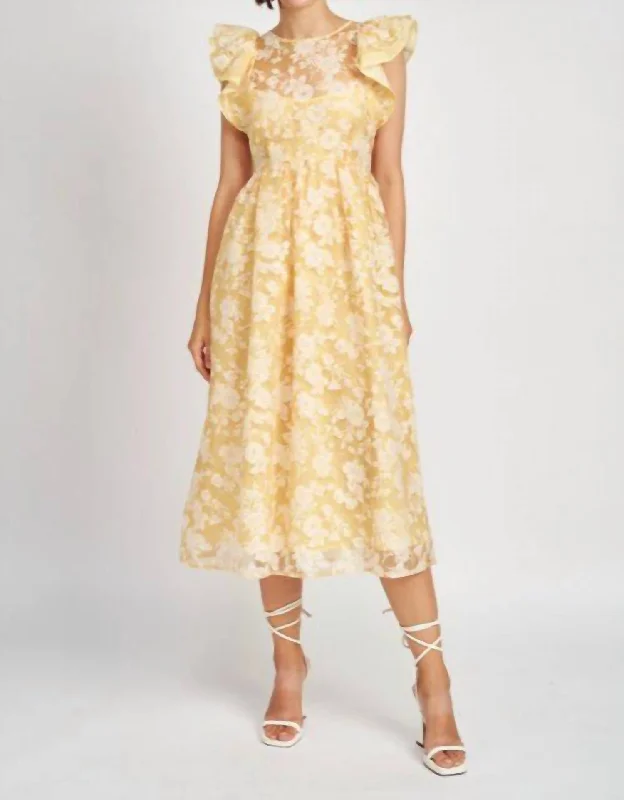 Midi dress for women -Marais Midi Dress In Yellow