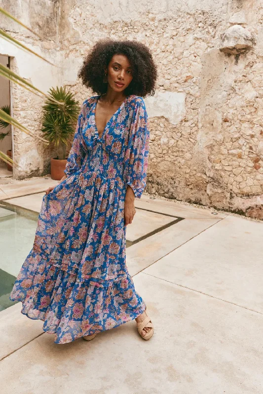 Maxi dress with floral embroidery -Eb & Ive Sereno Maxi Dress