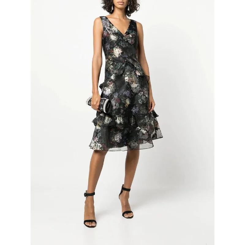 Floral midi dress -Floral Printed Midi Tiered Dress