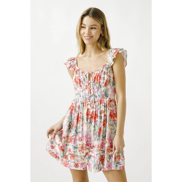 Mini dress with adjustable straps -RUFFLE STRAP MINI DRESS