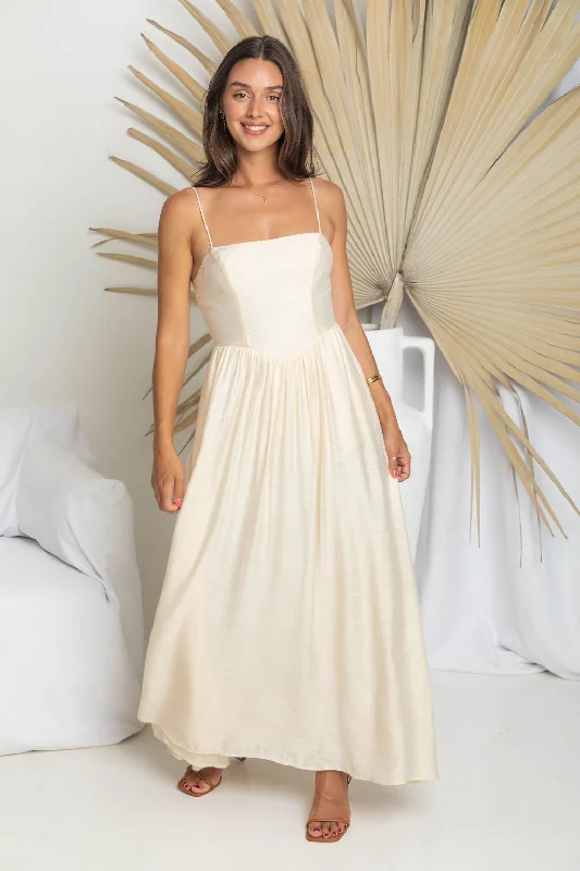 Maxi dress for garden party -Sandy Maxi Dress - Cream