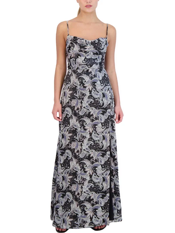 Maxi dress with lace details -Womens Paisley Maxi Cocktail and Party Dress