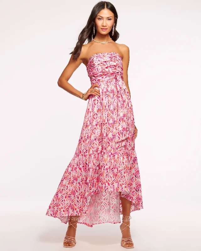 Maxi dress with open back -Harlee Smocked Strapless Maxi Dress