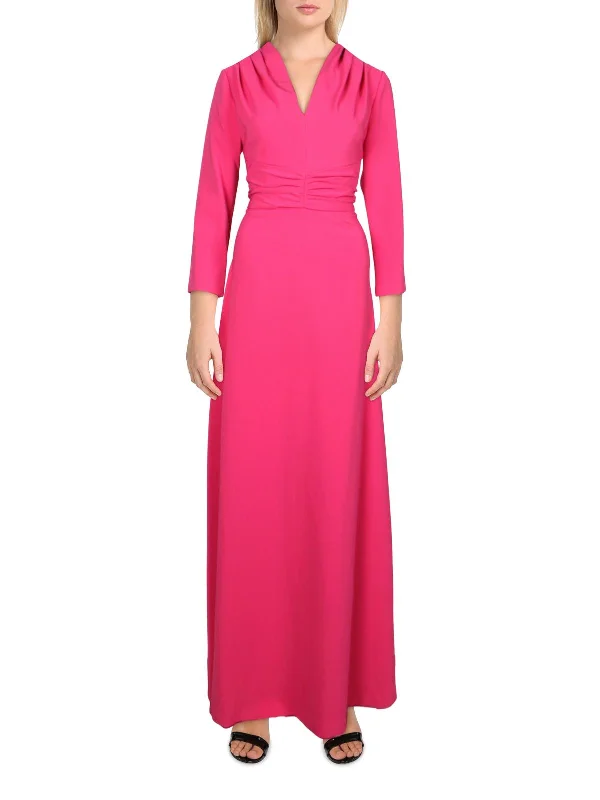 Maxi dress for evening -Womens V Neck Maxi Evening Dress