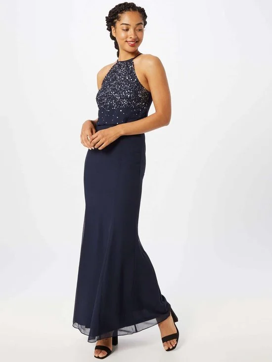 Maxi dress for evening out -Navy Sequin Maxi Dress