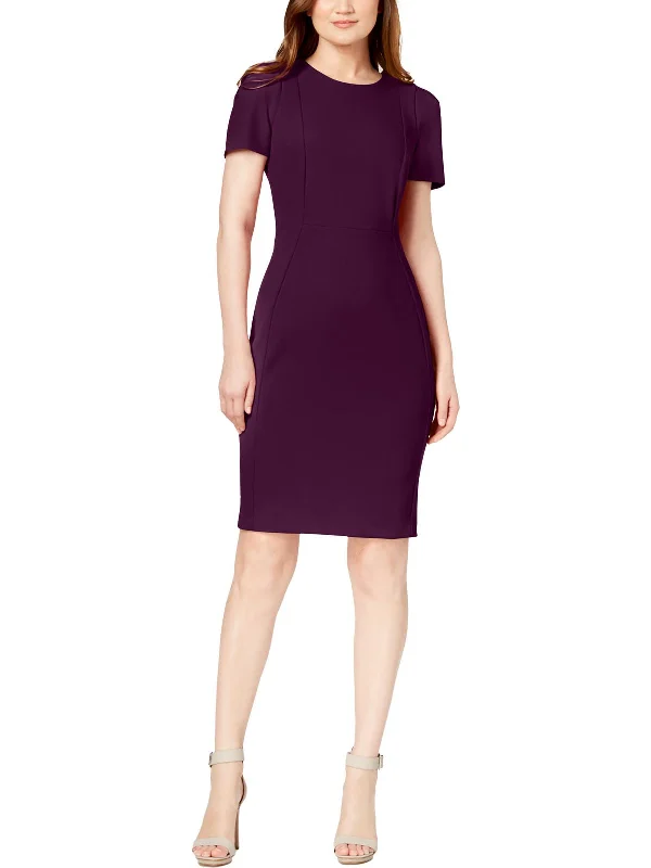 Midi dress with waist tie -Womens Work Midi Sheath Dress