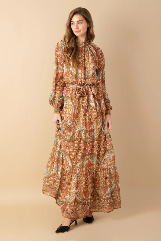 Maxi dress with embroidery -TIMELESS TAPESTRY WOVEN MAXI DRESS