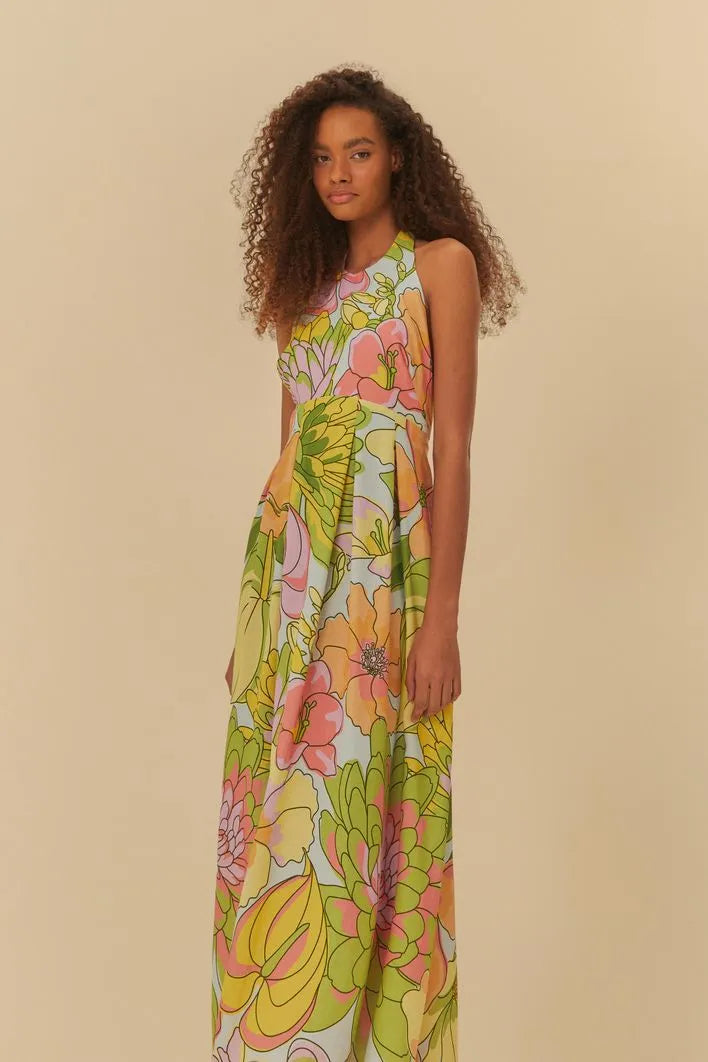 Maxi dress for evening out -Vestido Cropped Primavera de Cor