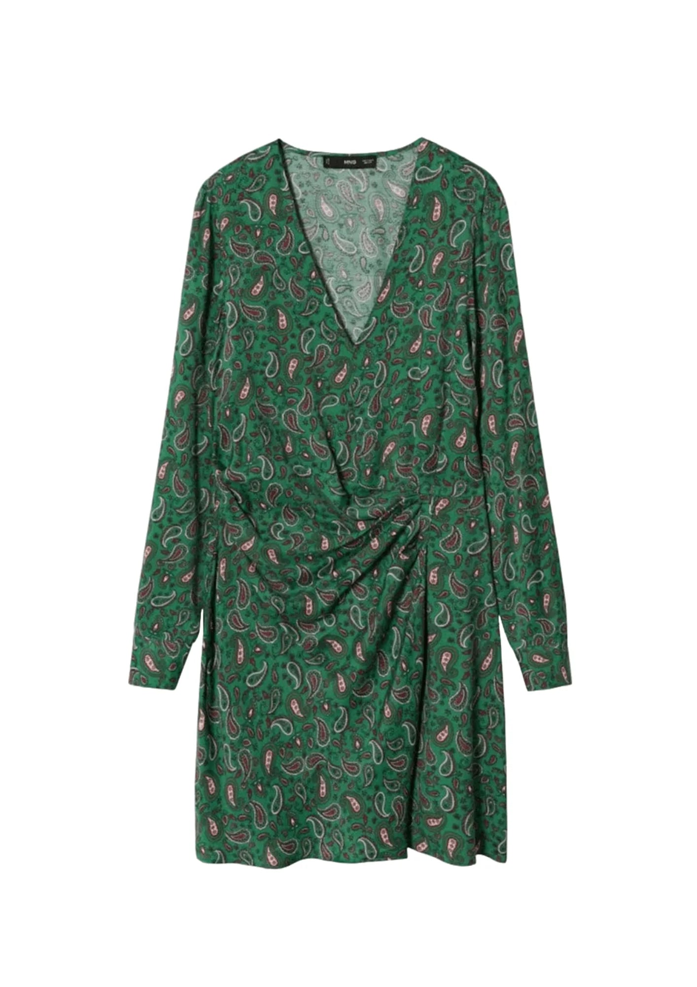 Mini dress with shimmer -GREEN PRINTED MINI DRESS