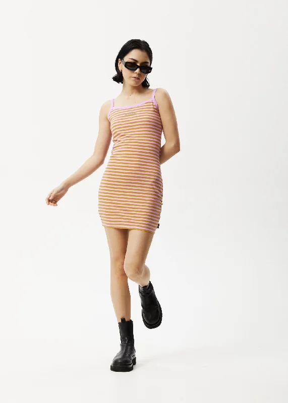 Mini dress with V-neck -AFENDS Womens Jain Taylor - Mini Dress - Candy Stripe