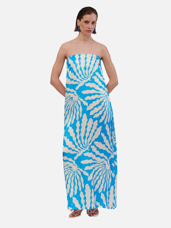 Maxi dress for bridesmaid -Palma Trapeze Maxi Dress - Blue