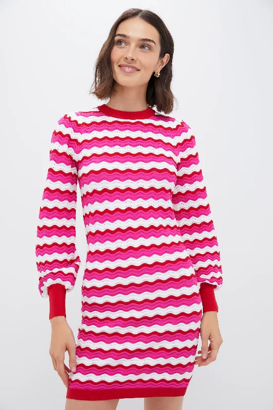 Mini dress with drop waist -Ruby Wavy Stripe Callie Mini Dress