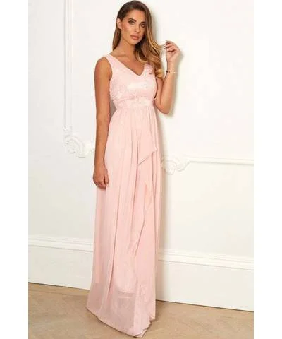 Maxi dress with floral embroidery -Baliana Blush Maxi Dress