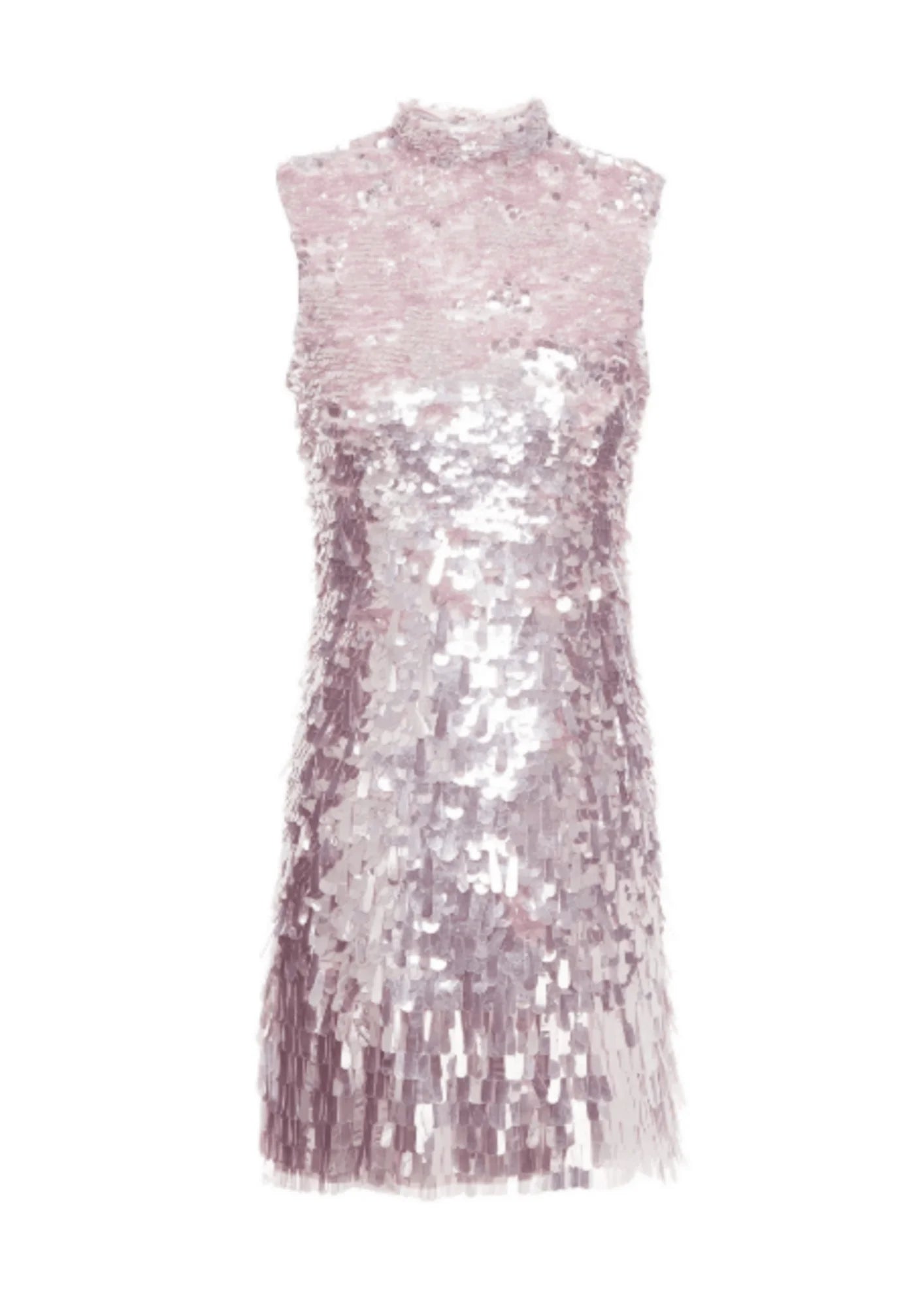 Mini dress with ruffled hem -PINK SEQUINED MINI DRESS