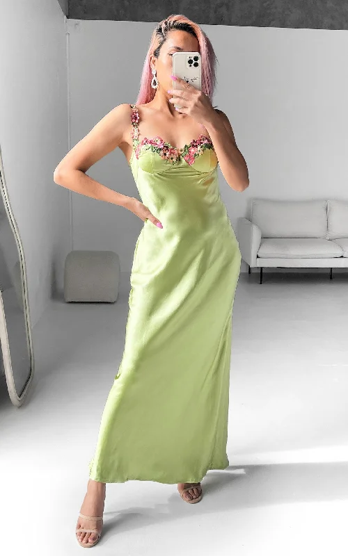 Maxi dress for upscale events -Elloise Maxi Dress - Lime Green