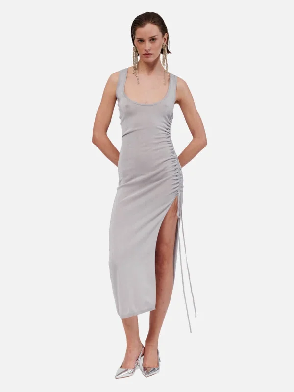 Maxi dress with high waist -Ibiza V Neck Maxi Dress - Silver