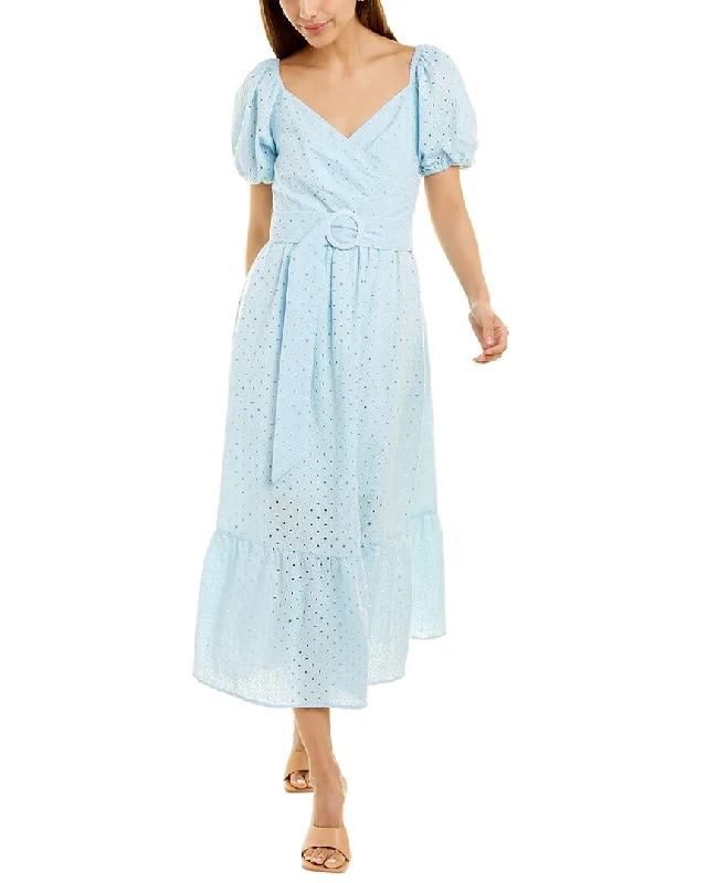 Midi dress for garden party -Beulah Embroidered Eyelet Midi Dress