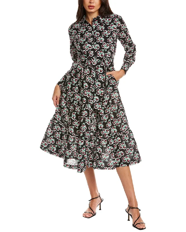 Maxi dress for outdoor events -Boden Tiered Maxi Shirt Dress