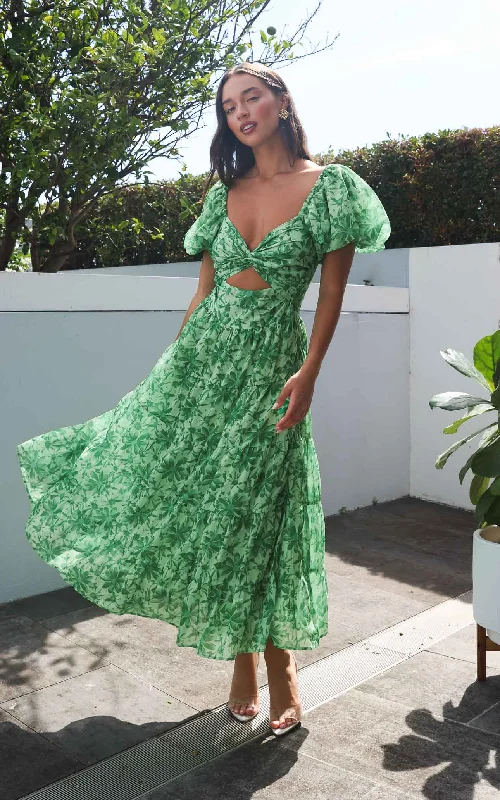 Maxi dress for black tie event -Bretta Maxi Dress - Daisy Green Floral