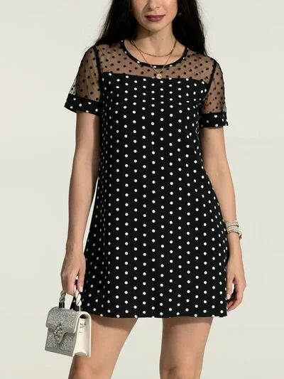 Vintage mini dress -Polka Dot Short Sleeve Mini Dress