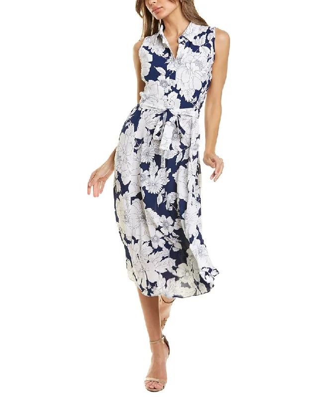 Midi dress with V-neck -London Times Bubble Crepe Midi Dress